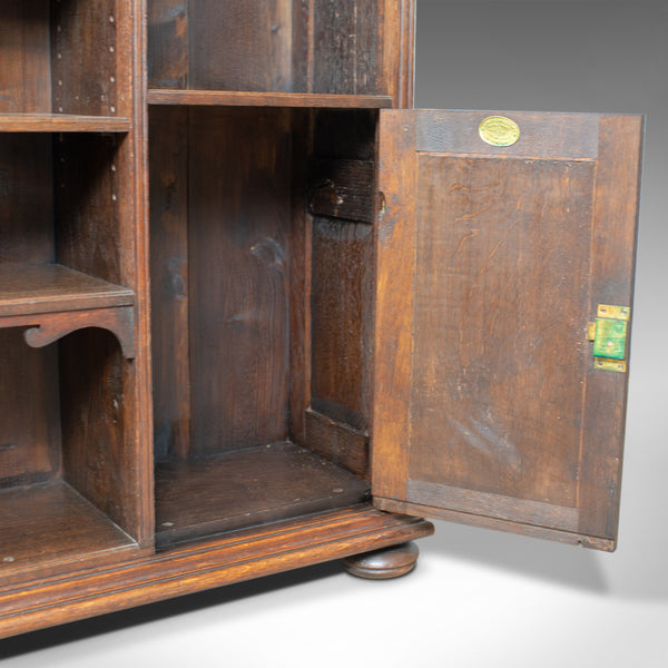Antique Bookcase Cabinet, Oak, Gothic Overtones, Robertson and Coleman, c.1880 - London Fine Antiques