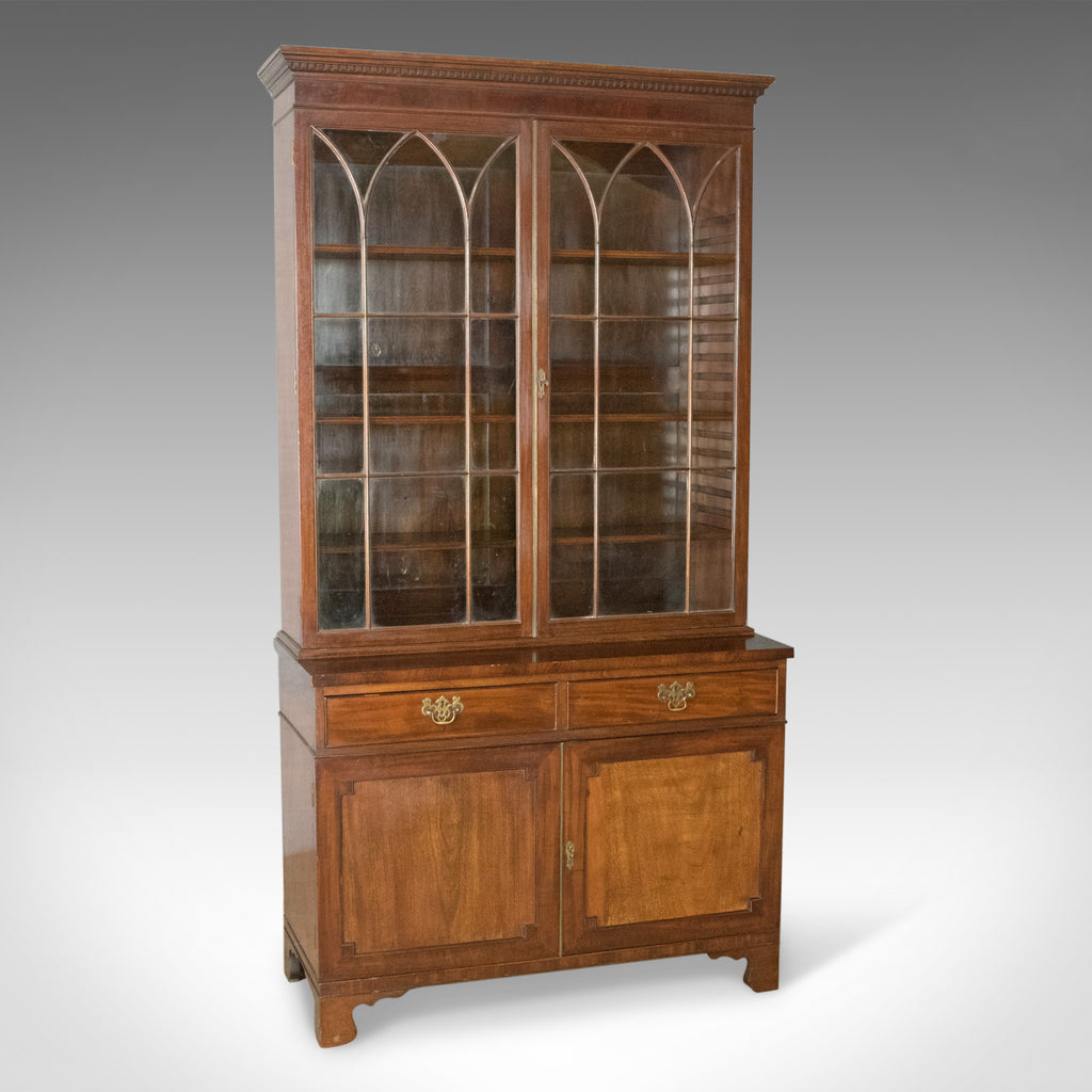 Antique Bookcase, Georgian Mahogany Display Cabinet Gothic Overtones Circa 1800 - London Fine Antiques
