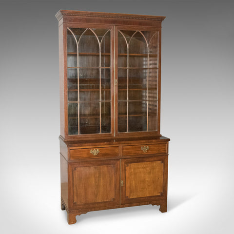 Antique Bookcase, Georgian Mahogany Display Cabinet Gothic Overtones Circa 1800 - London Fine Antiques