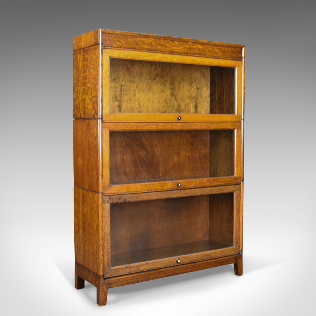 Antique Bookcase Three Section Glazed Globe Wernicke Taste Barristers Circa 1910 - London Fine Antiques