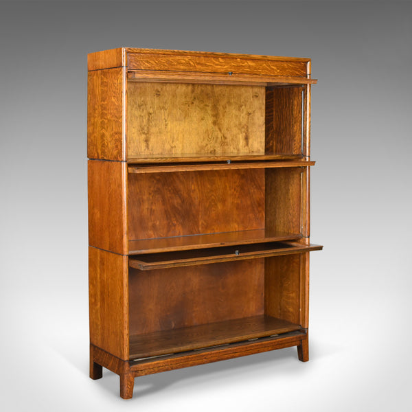 Antique Bookcase Three Section Glazed Globe Wernicke Taste Barristers Circa 1910 - London Fine Antiques