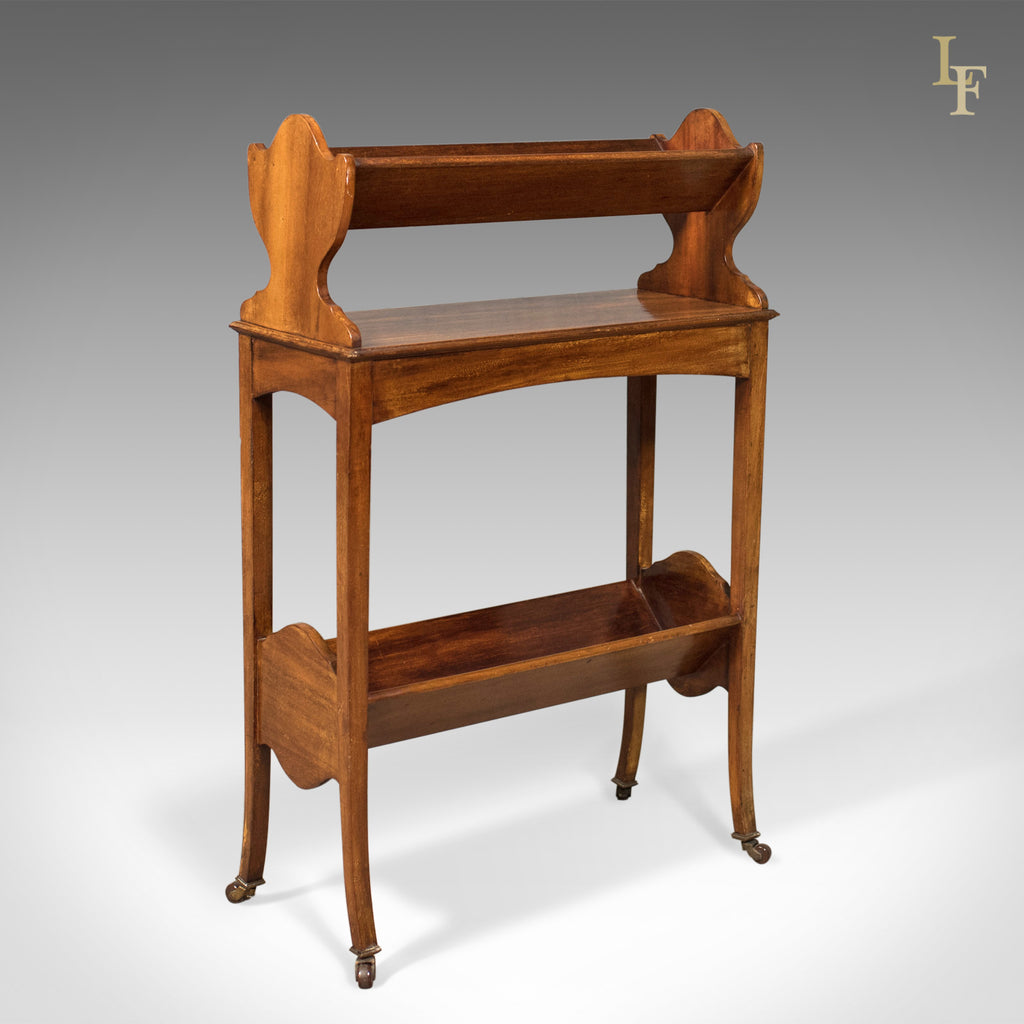 Antique Bookstand, English, Edwardian Mobile Book Shelf, Mahogany c.1910 - London Fine Antiques
