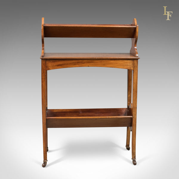 Antique Bookstand, English, Edwardian Mobile Book Shelf, Mahogany c.1910 - London Fine Antiques