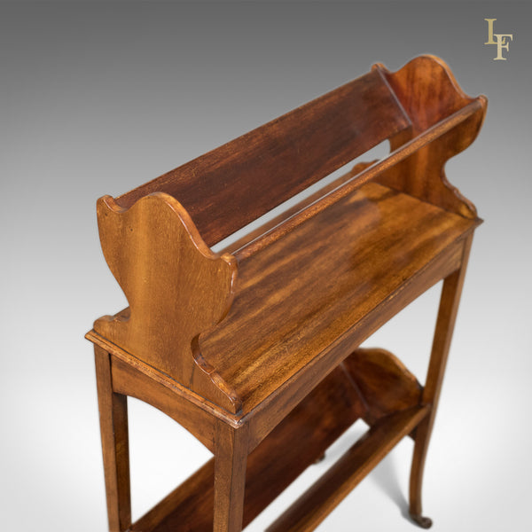 Antique Bookstand, English, Edwardian Mobile Book Shelf, Mahogany c.1910 - London Fine Antiques