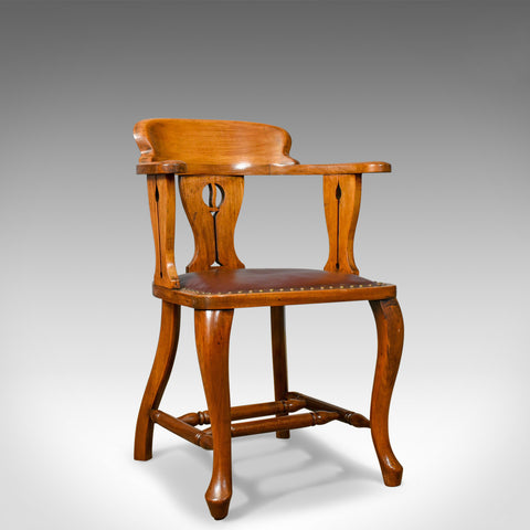 Antique Bow-Back Armchair, Edwardian, Art Nouveau, Liberty-esque, Walnut c.1910 - London Fine Antiques