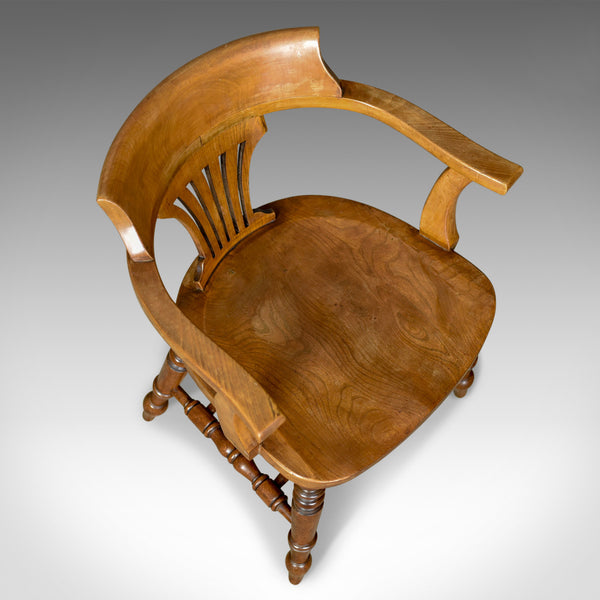 Antique Bow-Back Armchair, English, High Wycombe, Elm, Smokers, Captains c.1900 - London Fine Antiques