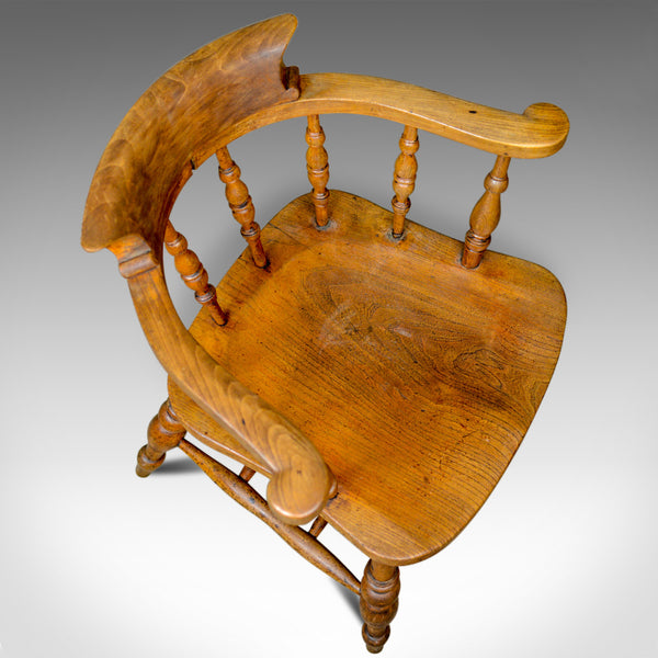 Antique Bow-Back Elbow Chair, English, Victorian, Smokers, Captains, Circa 1890 - London Fine Antiques