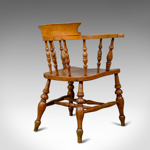 Antique Bow-Back Elbow Chair, English, Victorian, Smokers, Captains, Circa 1890 - London Fine Antiques