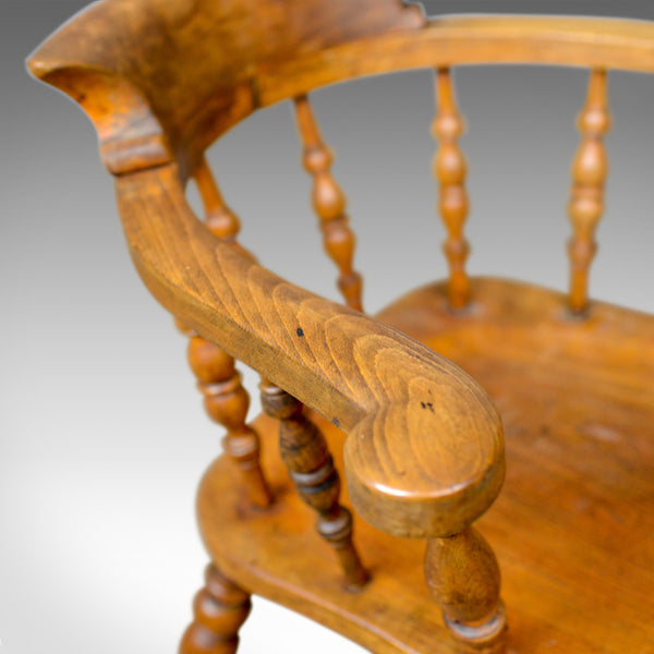 Antique Bow-Back Elbow Chair, English, Victorian, Smokers, Captains, Circa 1890 - London Fine Antiques