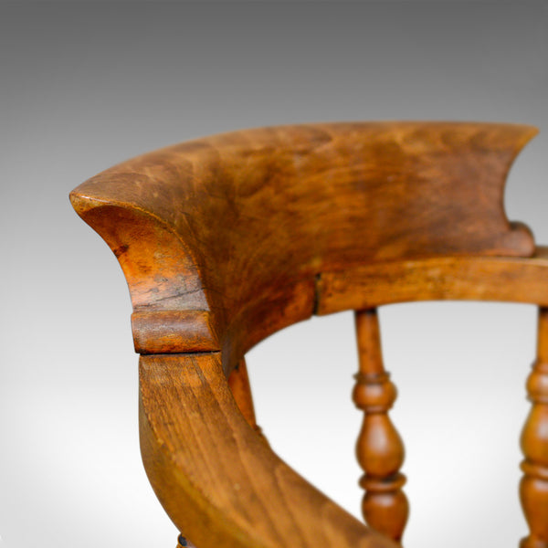 Antique Bow-Back Elbow Chair, English, Victorian, Smokers, Captains, Circa 1890 - London Fine Antiques