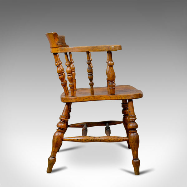 Antique Bow-Back Elbow Chair, English, Victorian, Smokers, Captains, Circa 1890 - London Fine Antiques