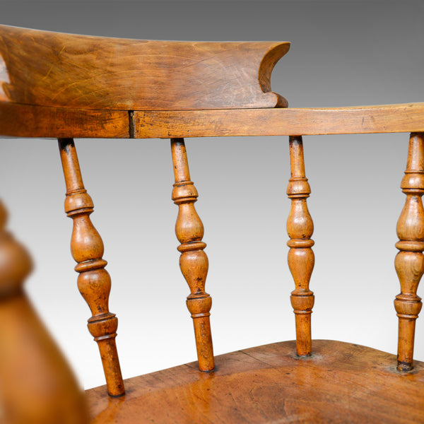 Antique Bow-Back Elbow Chair, English, Victorian, Smokers, Captains, Circa 1890 - London Fine Antiques