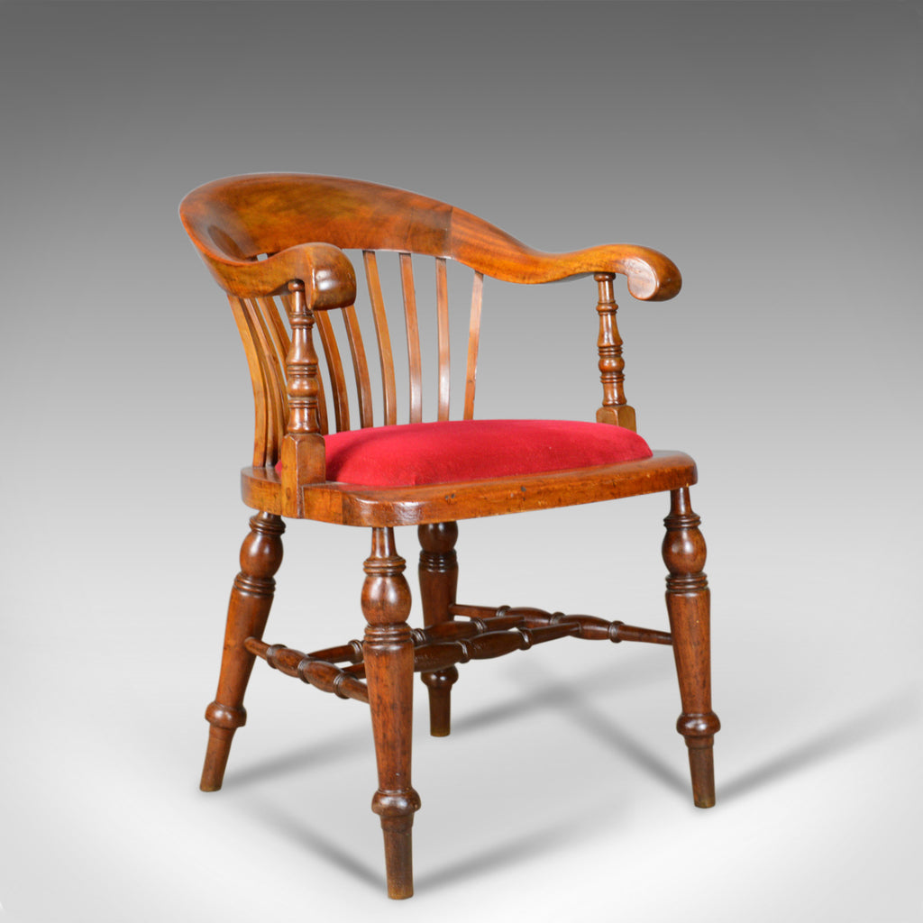 Antique Bow Back Armchair, High Wycombe, Smokers, Captains, R. Tyzack, George V - London Fine Antiques
