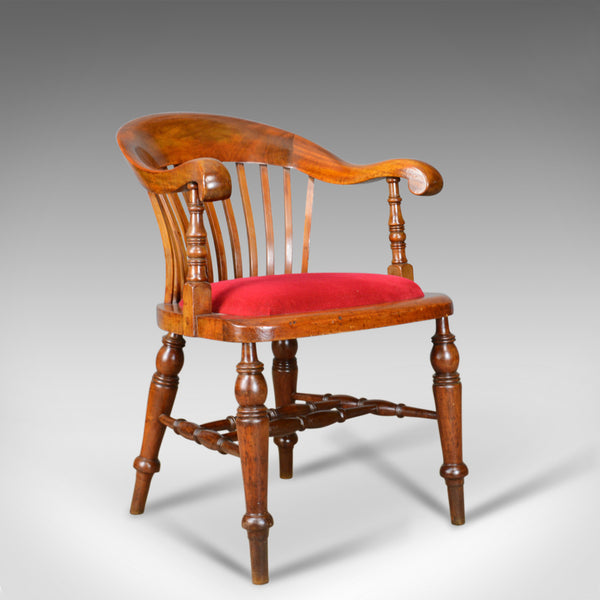 Antique Bow Back Armchair, High Wycombe, Smokers, Captains, R. Tyzack, George V - London Fine Antiques
