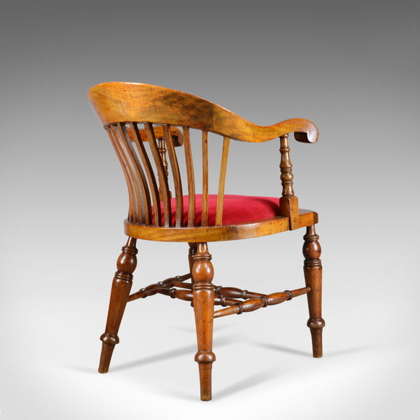 Antique Bow Back Armchair, High Wycombe, Smokers, Captains, R. Tyzack, George V - London Fine Antiques