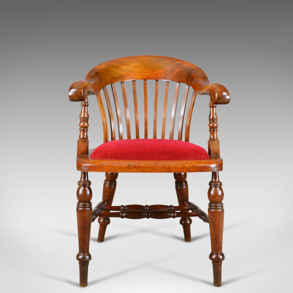 Antique Bow Back Armchair, High Wycombe, Smokers, Captains, R. Tyzack, George V - London Fine Antiques