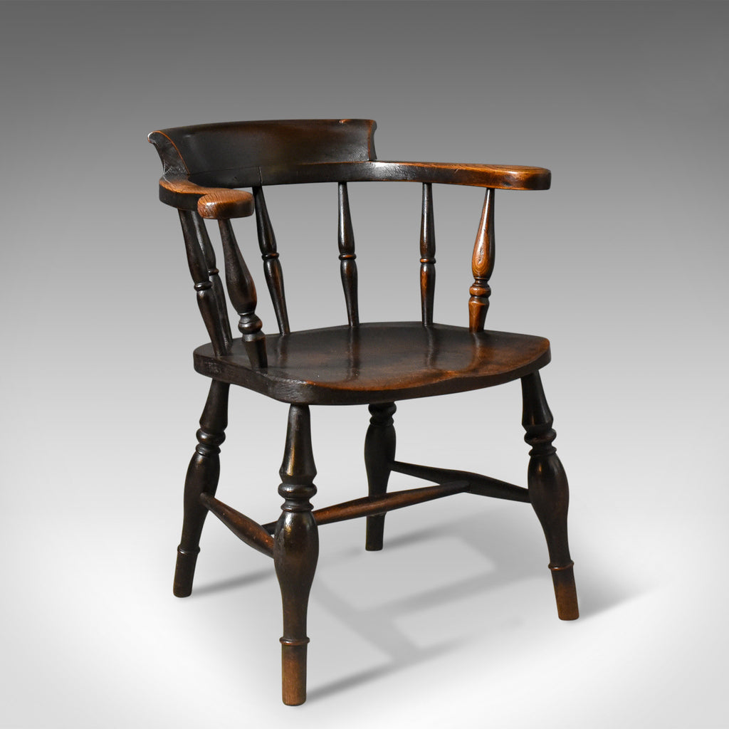 Antique Bow-Back Chair, English Victorian Elm Windsor c.1870 - London Fine Antiques