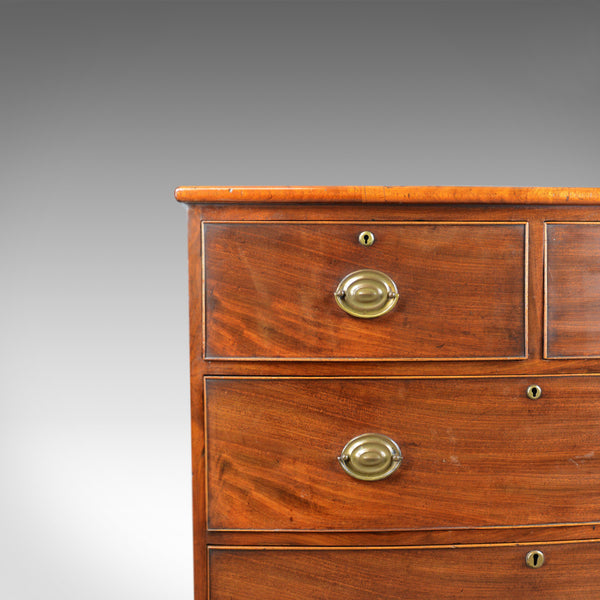 Antique Bow Front Chest of Drawers, English, Georgian, Mahogany, Circa 1790 - London Fine Antiques