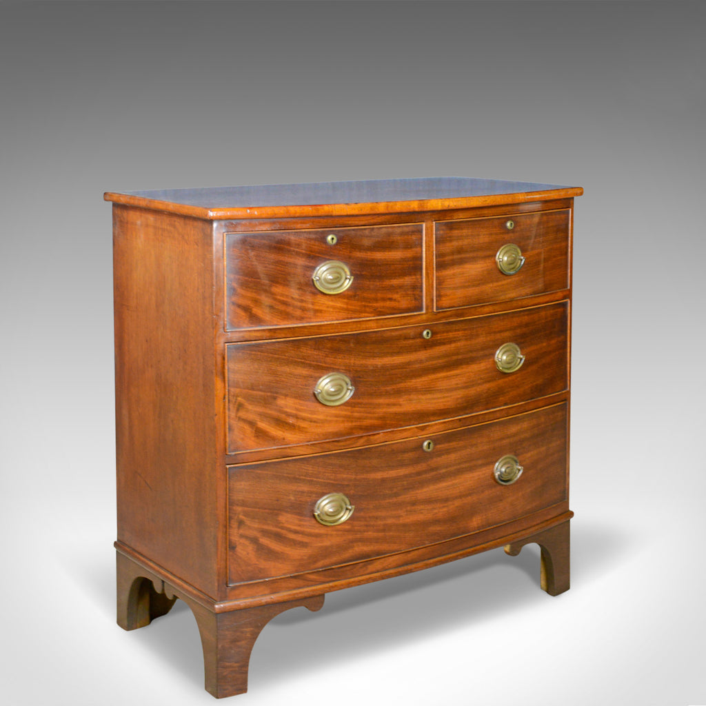 Antique Bow Front Chest of Drawers, English, Georgian, Mahogany, Circa 1790 - London Fine Antiques