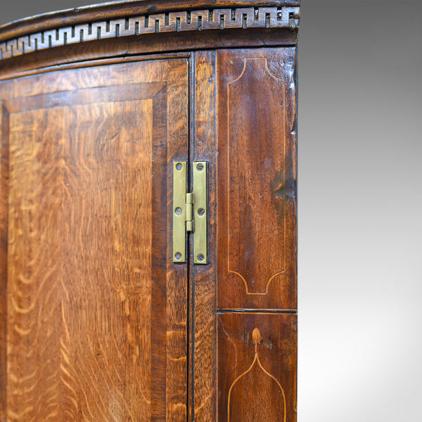 Antique Bow Fronted Corner Cabinet, English, Georgian, Oak, Hanging Circa 1770 - London Fine Antiques