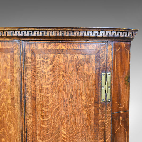 Antique Bow Fronted Corner Cabinet, English, Georgian, Oak, Hanging Circa 1770 - London Fine Antiques