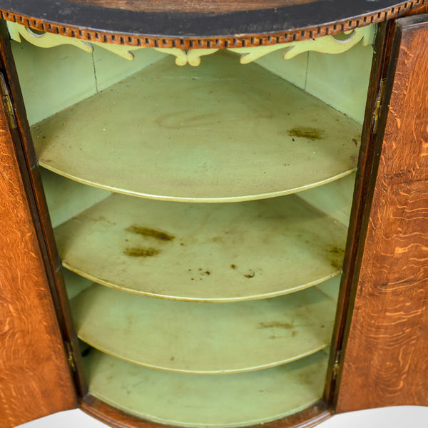 Antique Bow Fronted Corner Cabinet, English, Georgian, Oak, Hanging Circa 1770 - London Fine Antiques