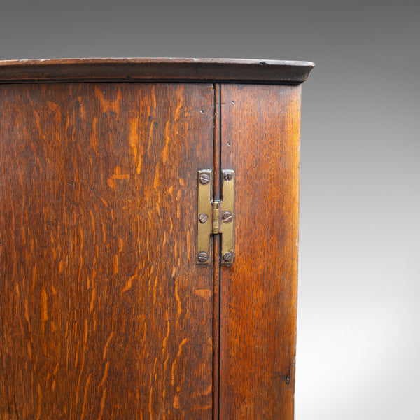 Antique Bow Fronted Corner Cabinet, English, Oak, Georgian, Hanging Circa 1770 - London Fine Antiques