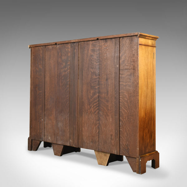 Antique Breakfront Bookcase, Victorian Burr Walnut Glazed Display Cabinet c1890 - London Fine Antiques