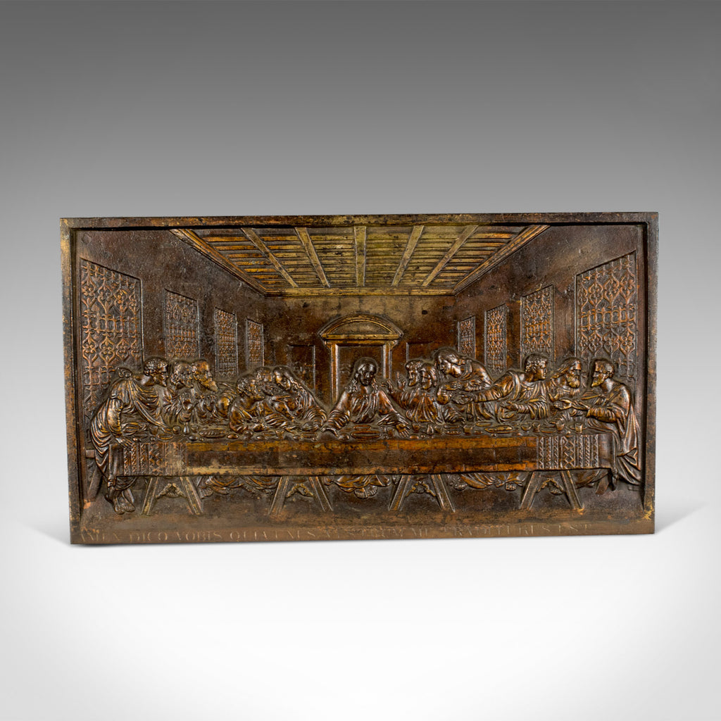 Antique Bronzed Iron Plaque, Da Vinci's The Last Supper, Fireback, Wall, c.1890 - London Fine Antiques