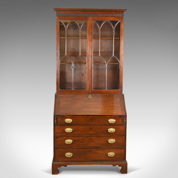 Antique Bureau Bookcase, English, Georgian Mahogany, Gothic Overtones Circa 1800 - London Fine Antiques