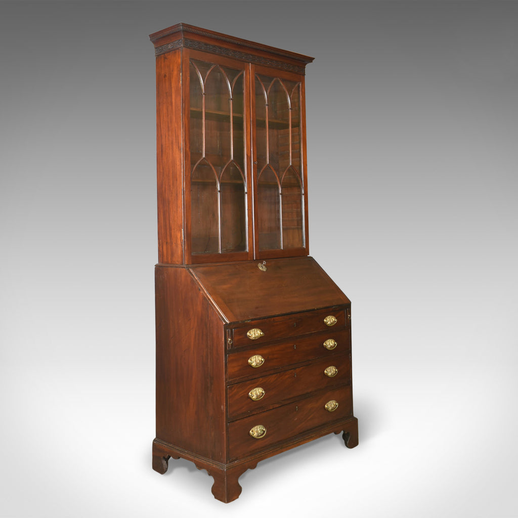 Antique Bureau Bookcase, English, Georgian Mahogany, Gothic Overtones Circa 1800 - London Fine Antiques
