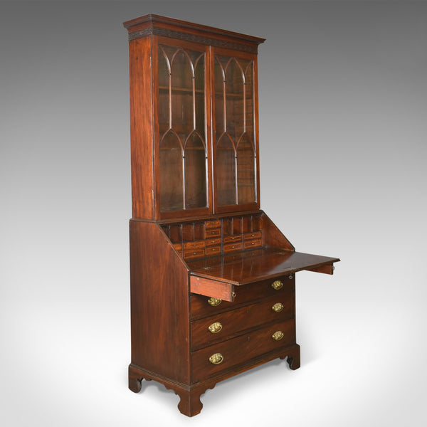Antique Bureau Bookcase, English, Georgian Mahogany, Gothic Overtones Circa 1800 - London Fine Antiques