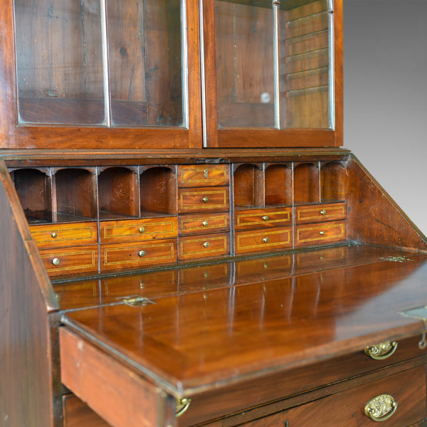 Antique Bureau Bookcase, English, Georgian Mahogany, Gothic Overtones Circa 1800 - London Fine Antiques