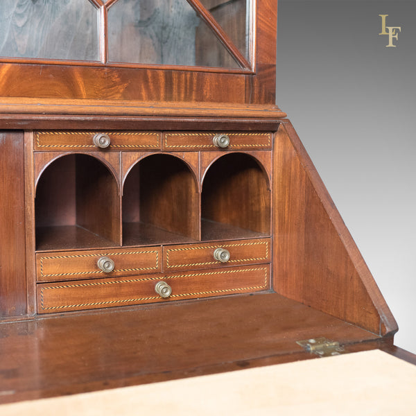 Antique Bureau Bookcase, English, Late Georgian, Mahogany, Writing Desk c.1800 - London Fine Antiques