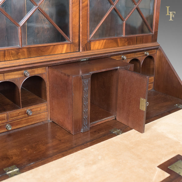 Antique Bureau Bookcase, English, Late Georgian, Mahogany, Writing Desk c.1800 - London Fine Antiques