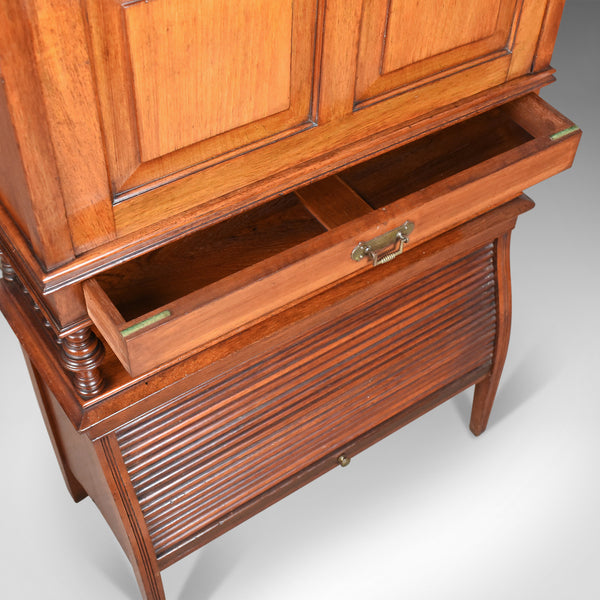Antique Bureau Cabinet, English, Edwardian, Walnut Cupboard, Circa 1910 - London Fine Antiques