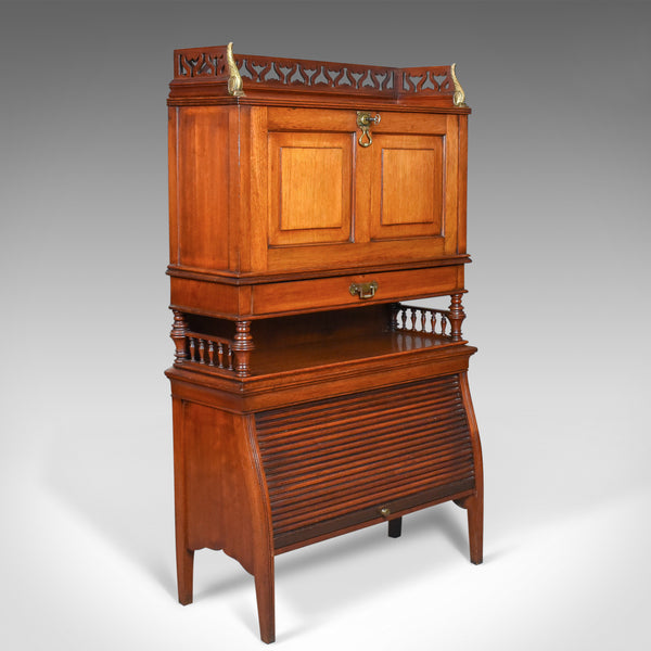 Antique Bureau Cabinet, English, Edwardian, Walnut Cupboard, Circa 1910 - London Fine Antiques