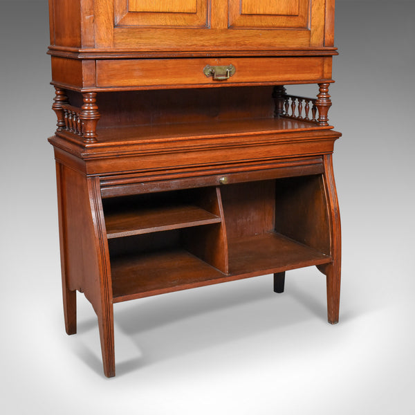 Antique Bureau Cabinet, English, Edwardian, Walnut Cupboard, Circa 1910 - London Fine Antiques