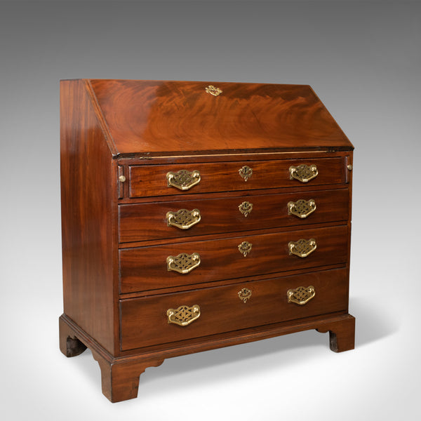 Antique Bureau, Mahogany, English, Georgian, Generous Desk Space, Circa 1800 - London Fine Antiques