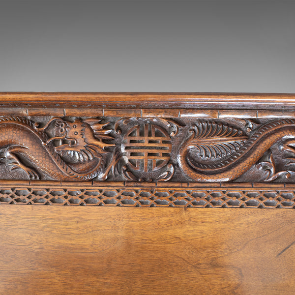 Antique Butler's Tray Table, Carved, Oriental Teak, Folding Stand, Circa 1900 - London Fine Antiques