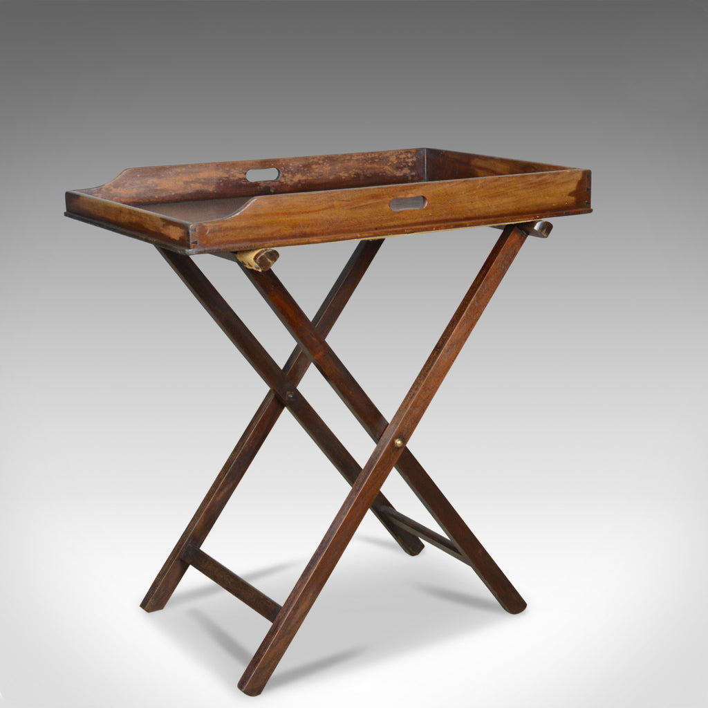 Antique Butler's Tray Table, English, Mahogany, Folding Stand, Circa 1900 - London Fine Antiques