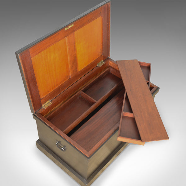 Antique Campaign Chest, English, Ebonised, Mahogany Trunk, Circa 1880 - London Fine Antiques
