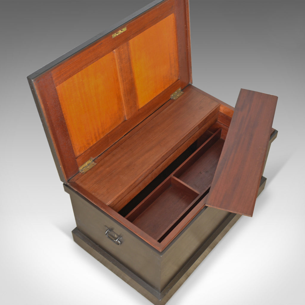 Antique Campaign Chest, English, Ebonised, Mahogany Trunk, Circa 1880 - London Fine Antiques
