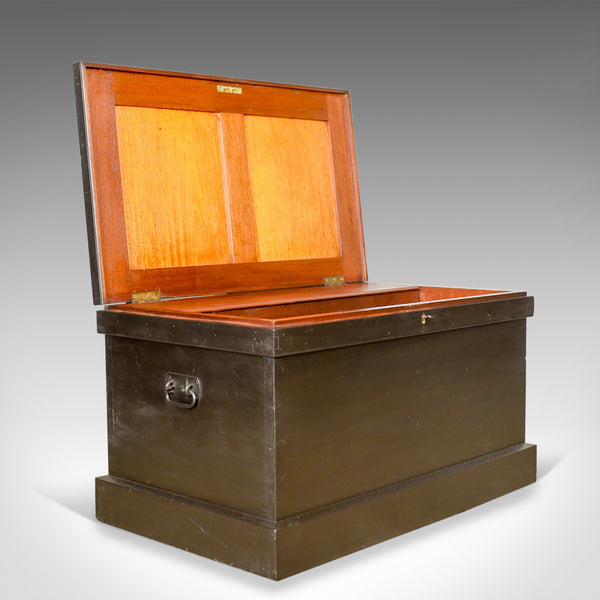 Antique Campaign Chest, English, Ebonised, Mahogany Trunk, Circa 1880 - London Fine Antiques