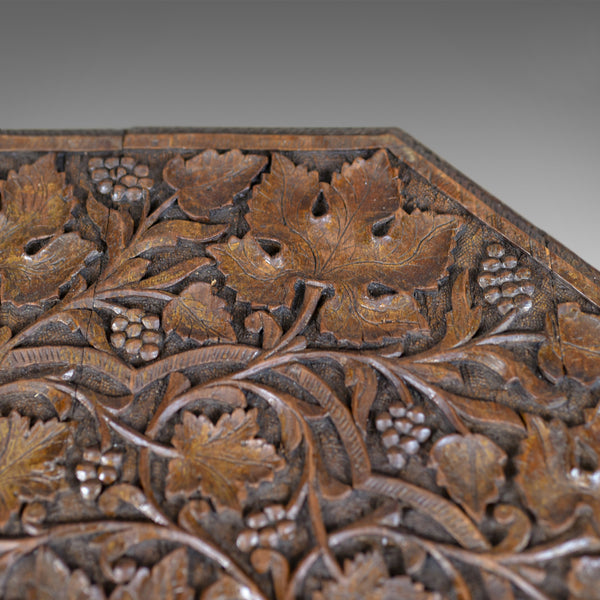 Antique Campaign Table, Carved, Anglo-Indian, Teak, Side, Circa 1900 - London Fine Antiques