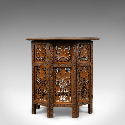 Antique Campaign Table, Carved, Anglo-Indian, Teak, Side, Circa 1900 - London Fine Antiques