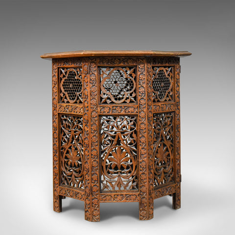Antique Campaign Table, Pierce Carved Fretwork, Anglo-Indian, Teak, Side c.1900 - London Fine Antiques