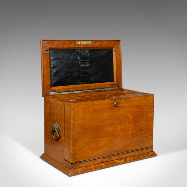 Antique Campaign Writing Box, English, Victorian, Oak, Stationery, 1887 - London Fine Antiques