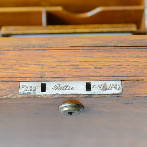 Antique Campaign Writing Box, English, Victorian, Oak, Stationery, 1887 - London Fine Antiques