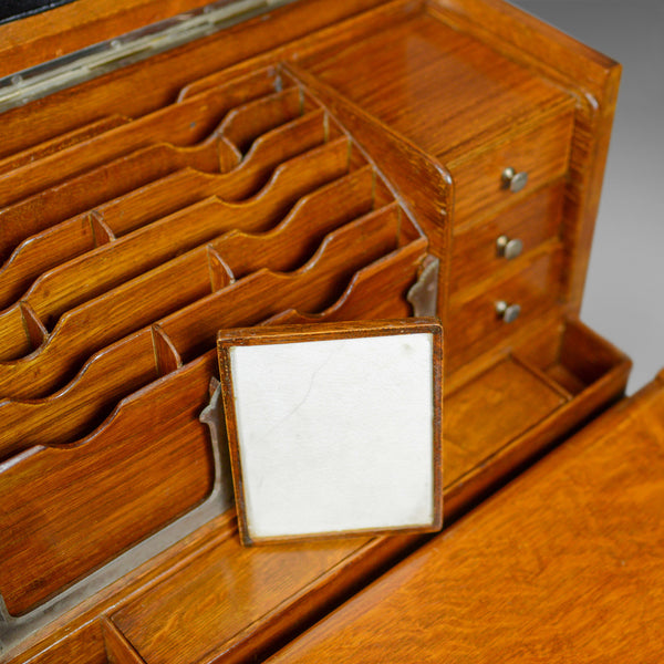 Antique Campaign Writing Box, English, Victorian, Oak, Stationery, 1887 - London Fine Antiques